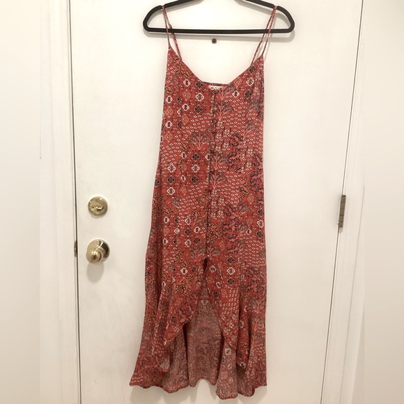 Abel The Label Lola Red Bandana Ruffle Split Front Dress Women. Size M. - Picture 1 of 6